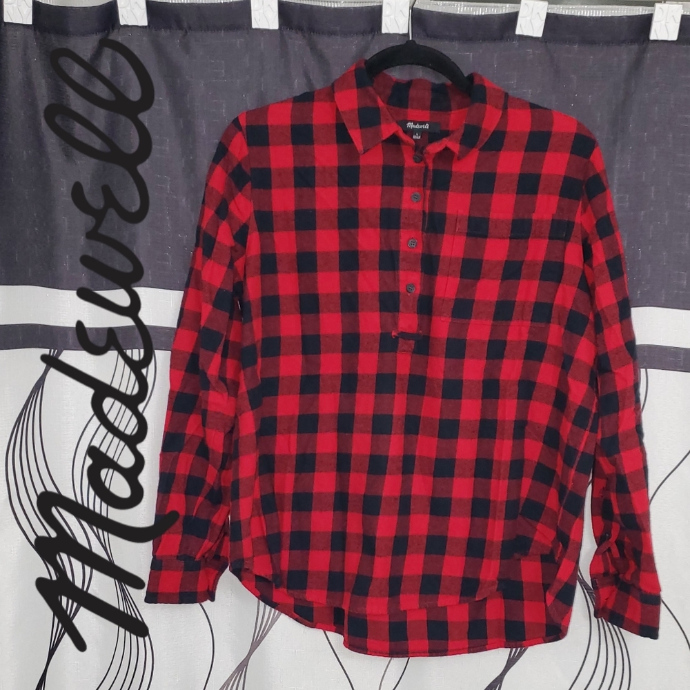 Madewell Flannel Popover Shirt in Buffalo Check